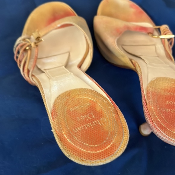 Gorgeous, Classic , Authentic Christian Dior Suede and Gold Kitten Mule Pumps - Picture 9 of 12